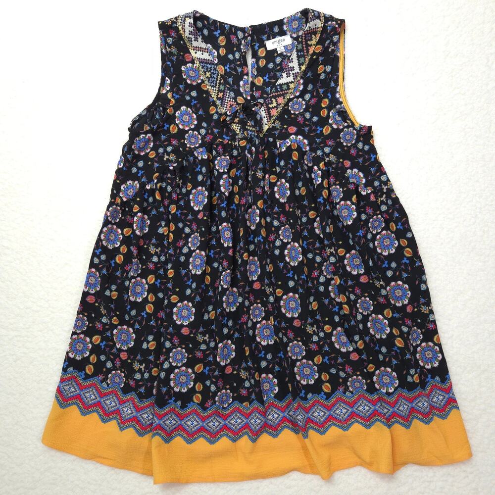 Umgee Womens Dress Small Sleeveless Floral Southwest Boho